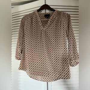 Cynthia Rowley Tan and Cream Blouse - Size XS